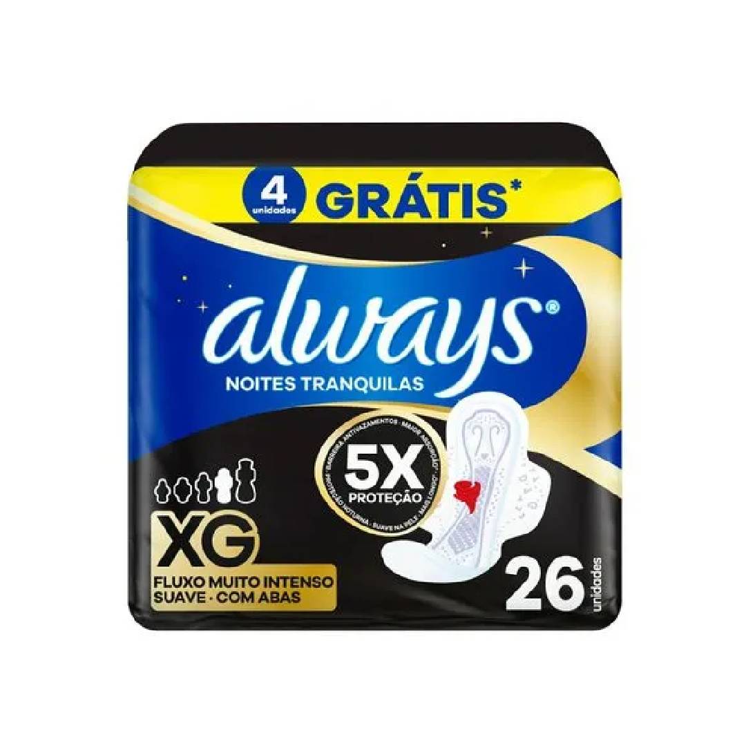 Absorvente Always Noturno Extra Grande Leve 30 Pague 26